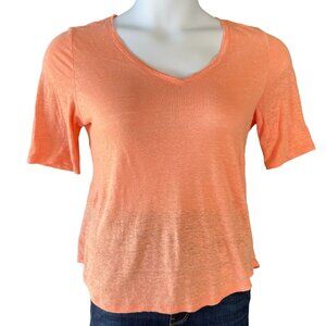 Nicole Miller Top Womens S 100% Linen Pink Lightweight Casual Work Beach Coastal